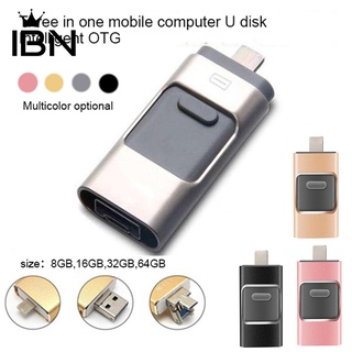 8/16/32/64g 3 en 1 OTG USB Flash Drive U Disk Memory Stick para teléfono PC