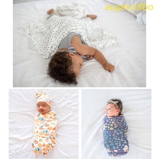 augetyi8bo recién nacido envolver manta bebé saco de dormir envolver diadema sombrero 3 piezas conjuntos