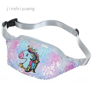 Jinshiyuang Charm nueva chica unicornio bolsillo estudiante de dibujos animados lentejuelas transporte bolsa de mensajero lentejuelas bolso de hombro mujer