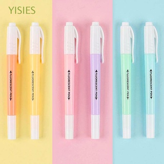 YISIES 6Pcs/Set Fluorescent Pen Stationery Markers Pen Double Head Gift Office Supplies Candy Color School Supplies Student Supplies Kids Highlighter Pen