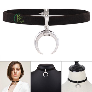 Hgfl collar de terciopelo negro estilo gótico con colgante de luna creciente para mujer