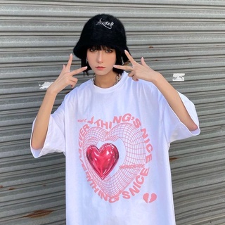 Mujer blusa grande manga corta amor impresión camiseta verano nuevo estudiante coreano suelto top