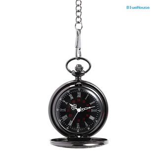 BlueHouse reloj de bolsillo de cuarzo con números romanos Vintage Unisex con cadena (1)