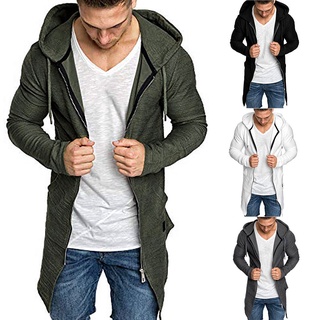 Men Splicing Hooded Solid Trench Coat Jacket Cardigan Long Sleeve Outwear Blouse