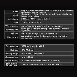 Smar Hud cabezal Auto-Up A200 Para coche/pantalla Hud/Sistema De alarma De advertencia Para coche (3)