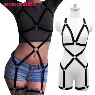 [jymx] negro todo el cuerpo nuevo mujeres arnés de cuerpo sujetador jaula top lencería tamaño ajustable (1)