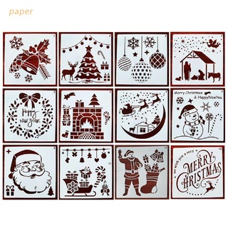 papel 12 piezas plantillas de navidad plantilla reutilizable plástico artesanía para arte dibujo pai