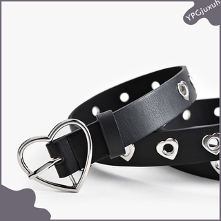 [venta bien] lindo corazón metal clip hebilla cinturón moda elegante simple cuero sintético cinturones para las mujeres jeans señoras harajuku accesorios