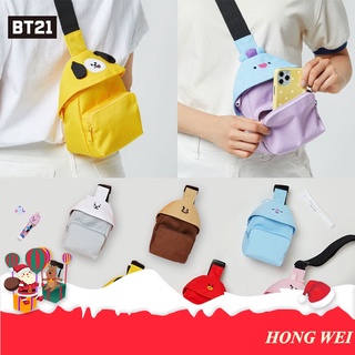 BT21 K-pop nueva bolsa de pecho Mini bolsa de mensajero bolsa de hombro de dibujos animados todo partido bolsa de teléfono móvil pequeña mochila de gran capacidad