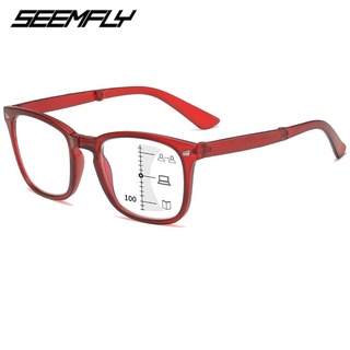seemfly vintage marco completo anti luz azul gafas de lectura plegable progresiva multifocal transparente lente unisex gafas nuevas