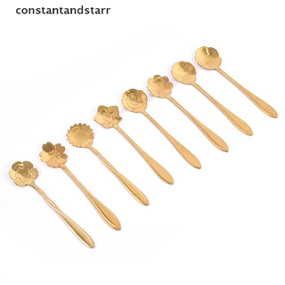 [Constantandstarr] New 1pcs Stainless Steel Teaspoons Flower Shape Dessert Coffee Spoons Tableware CONDH