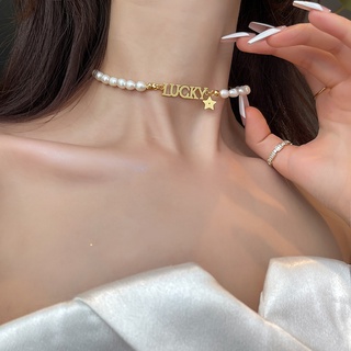 2021 nuevo estilo perla de acero inoxidable clavícula cadena de moda temperamento no-desvanecimiento collar joyería femenina