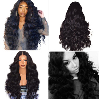 HPTX💄Women's Fashion Wig Black Synthetic Hair Long Wigs Wave Curly Wig