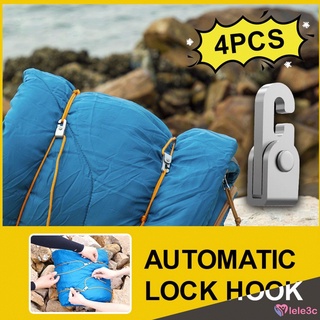 Gancho de bloqueo automático autobloqueo libre nudo fácil de apretar cuerda Kit para Camping tienda accesorios 4pcs ganchos con 1pc 5m cuerda lele