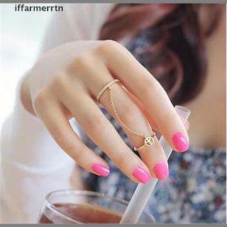 [iffarmerrtn] nueva moda mujeres joyería regalos rhinestone cadena de paz eslabones de dedo medio anillo [iffarmerrtn]