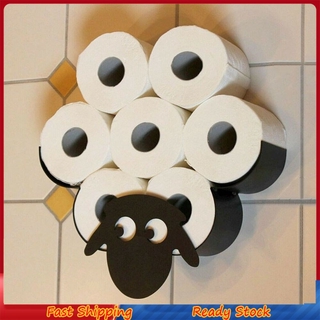 Listo Stock ovejas papel higiénico Holde rollo de inodoro titular de ovejas soporte de pared negro Metal papel higiénico Wc