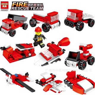 10 en 1 camión de bomberos ambulancia minifigura bloques de construcción figura de acción muñecas niños montaje educativo juguetes regalo para niños pvc (6)