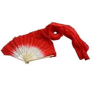 1.8m hecho a mano bailando seda bambú largo fans rojo (1)