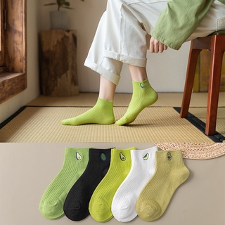 primavera y verano aguacate bordado calcetines japoneses barco calcetines mujeres tobillo algodón calcetines