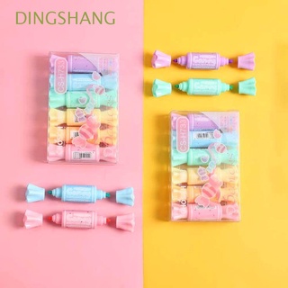 dingshang 6pcs lindo rotulador kawaii herramienta de escritura marcador dibujo caramelo color escuela oficina suministros 6 unids/set forma de caramelo montaje pluma fluorecente