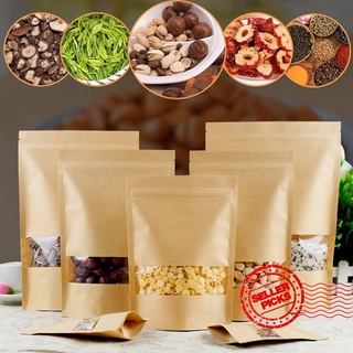 50 bolsas de papel kraft de ventana, bolsa de té, embalaje de alimentos de nueces, bolsa de fruta de papel kraft, bolsa seca, d0n7