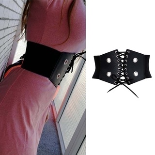 hengli12 wild vestido cummerbunds mujer cintura adelgazar cinturón elástico punk moda femenina remache imitación cuero ancho cinturón/multicolor (3)