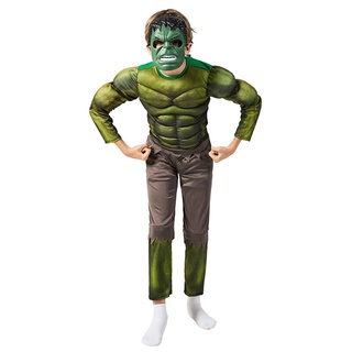 Boys Muscle Incredible Hulk Cosplay Fancy-Dress Child Kids Marvel Movie Charater Superhero Halloween Costumes With Mask