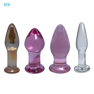 REB 4pcs Crystal Glass Anal Plug Masturbation Sex Toys for Men Women Butt Plug Adult Products Prostate Massager Anal Sex Toys