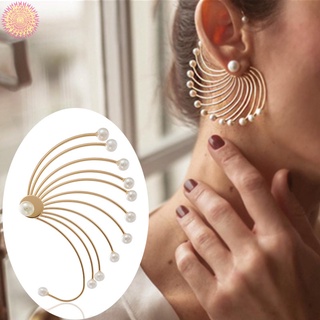 Irregular Handmade Pearls Earrings Fan Shell Earrings Ear Studs Elegant Single Earrings for Women Party Holiday