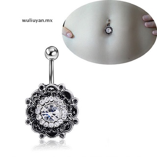 [mx] nuevos anillos de ombligo colgantes de cristal con diamantes de imitación ombligo barra de cuerpo piercing joyería [wuliuyan]