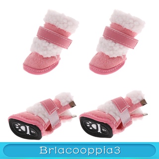 [brlacoo] 4pcs invierno mascota perro zapatos lindo cachorro antideslizante suave lana botas de nieve