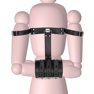 dcvsw pu cuero puños de muñeca esposas bondage restricciones accesorios ajustable juguetes inteligentes para parejas brazos detrás de la espalda carpeta