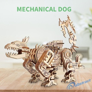 (municashop) 140pcs madera 3d perro rompecabezas modelo mecánico rompecabezas para niños adultos diy asamblea