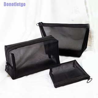 [Donotletgo] 3pcs Cosmetic Bag Travel Fashion Black Toiletry Makeup Organizer Bags Case Pouch