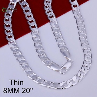 collar de cadena plana lateral de plata 925 de 8 mm para hombre joyería