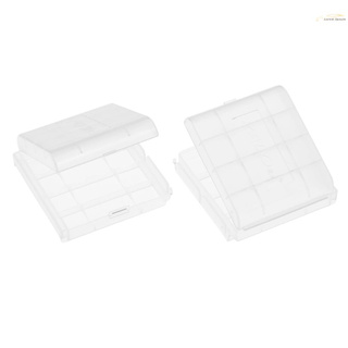2 cajas de almacenamiento de baterías palo transparentes aa, contenedores de alta calidad, duraderos, con tapas, 2 x 4 pilas aa (8)