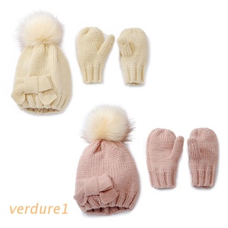 verd kids warm knit sombrero guantes clima frío conjunto niño gorra beanie invierno manopla regalos