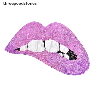 [threegoodstones] Purple sexy lips iron on sequins sew on patches DIY applique for clothes crafts New Stock