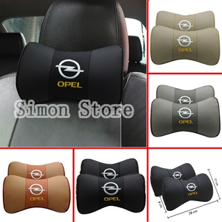 2pcs emblema de coche Insignia de cuero reposacabezas para Opel Vectra Insignia Astra Corsa Auto asiento cuello almohada Interior Protector de cuello decoración
