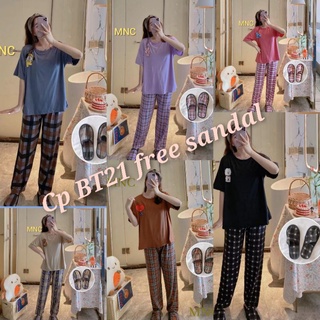 Pijamas cp mujeres camisones importados estilo coreano BTS/BT21 (sandalias gratis)