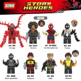Zombie Negro Spiderman Minifiguras Deadpool Veneno Carnicería Bloques De Construcción Vengadores Niños Lego Juguetes