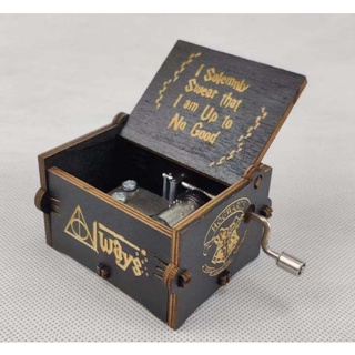 Harry Potter caja de música negra con tarjeta de felicitación de mano manivela de madera caja Musical juguete
