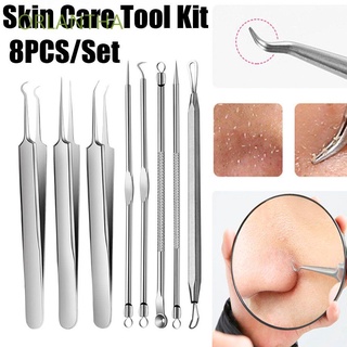 ORLANTHA Portable Skin Care Tool Kit Curved Blackhead Removing Face Care Tool With Bag Professional Facial Pore Cleaner Stainless Steel Acne Pimple Extractor Makeup Tool Pimple Removing/Multicolor