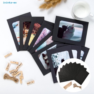 ininka Delicate Photo Holder Album Card Frames with Pegs Dust-Proof Home Decoration