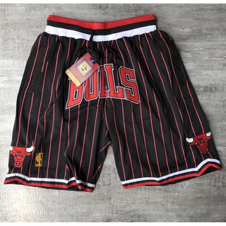 NBA Shorts Chicago Bulls Sports shorts black-red Stripe Pocket version basketball shorts (1)