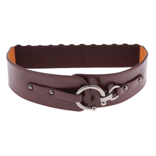 [shar1] cinturón de cuero para mujer, diseño de hebilla, cinturón elástico, s, marrón