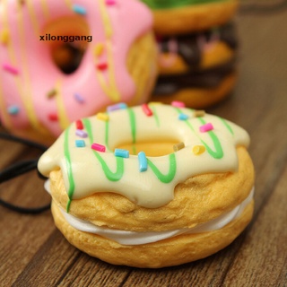 xong 4,5 cm crema perfumada fruta donut squishy pan llavero bolsa teléfono charm correa caliente.