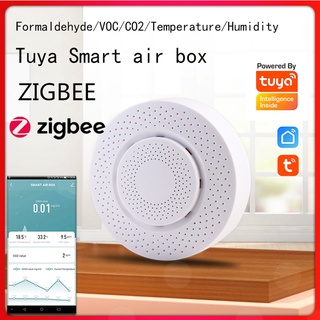 Tuya ZIGBEE 3.0 smart air box formaldehyde、VOC、carbon dioxide、temperature、humidity Sensor Automation Alarm Detector LAN