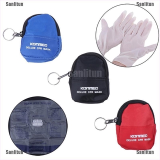 <Sanlitun> 1 bolsa de máscara de rcp/guante desechable/almohadilla para botiquín de primeros auxilios de salud