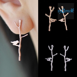 sycamore“ Women Fashion Bird Tree Branches Shape Earrings Concise Alloy Ear Studs Jewelry